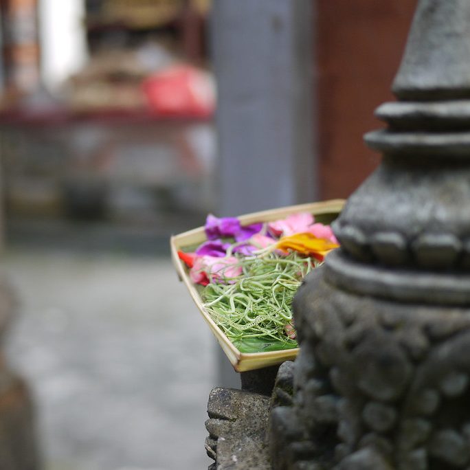 Canang Sari near doorway