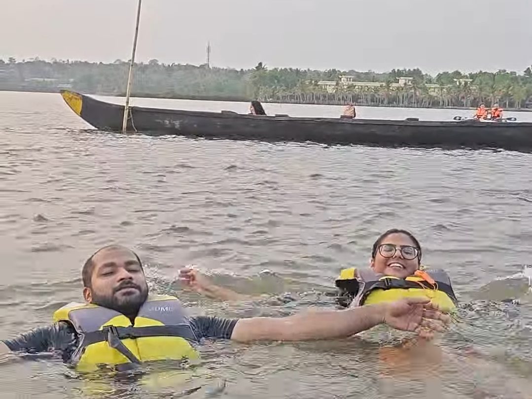 Kayaking at sunset in Varkala